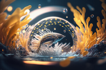 fish in underwater environtment background