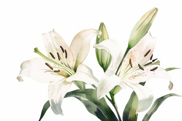 Fototapeta na wymiar bouquet of lilies, watercolor. generative ai 