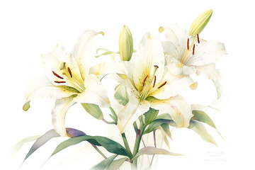 Obraz na płótnie Canvas bouquet of lilies, watercolor. generative ai 