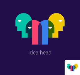 Creative human head idea design. Modern design color. Dialogue conversation and communication concept. vector.