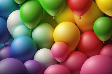 Fototapeta na wymiar Colorful balloons background. Celebration party decoration. AI generative