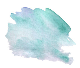 Watercolor Abstract turquoise splash on white background. Colorful splash on the paper.