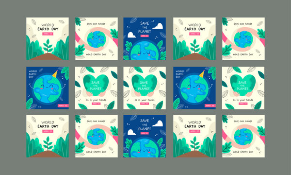 World Earth Day Social Media Post Template Vector Design