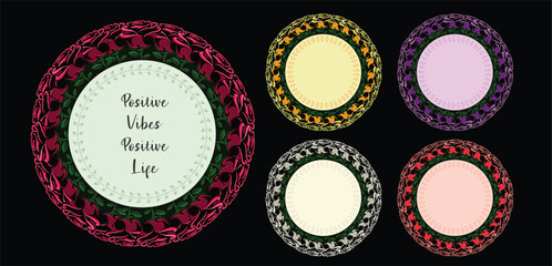 circular rose frame with empty space inside for text and quotes. Can be used in many art projects, invites, cards, also be printed on frames and be sent as gifts for valentines day or other festival