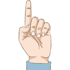 Counting on hands, 1. Retro styled color illustration with a rough texture of a hand counting on fingers.