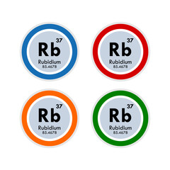 rubidium icon set. vector illustration in 4 colors options for web design