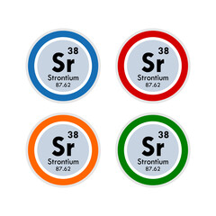 stronsium icon set. vector illustration in 4 colors options for web design