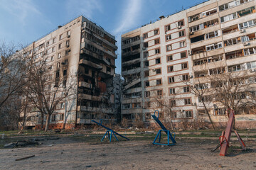 A strike on a high-rise building in the city of Zaporozhye, Ukraine. A residential building...
