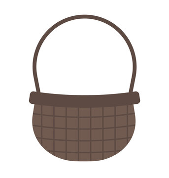 Empty wicker basket illustration, flat simple modern illustration