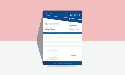 modern invoice design ,simple clean business invoice design template.