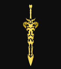 illustration vector graphic of tribal art sword golden color