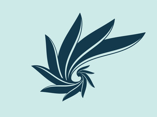 Leaf spiral logo emblem. Nature style icon isolated on light fund. Decorative plant elements. Ornamental design illustration. Organic swirl symbol. Sacred geometry decoration.
