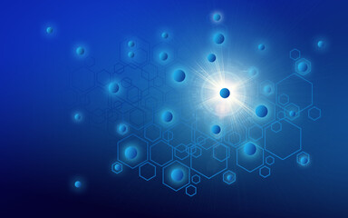 blue gradient honeycomb abstract background with reflective dots interconnected computer network technology concept for presentations website backgrounds and more