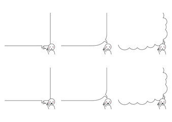 シンプルな吹出し縦横サイズフリーの人物付き