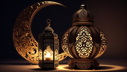 Fototapeta na wymiar ramadan kareem social banner template with crescent and islamic lanterns.