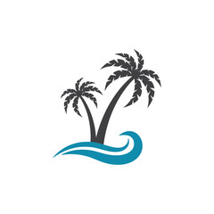 Fototapeta na wymiar palm beach logo design vector