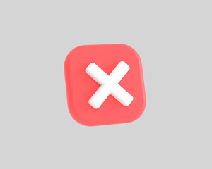 Fototapeta premium A red square button with a x symbol on it.