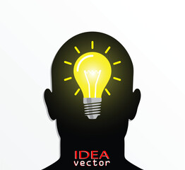idea light bulb in silhouette head / vector illustration