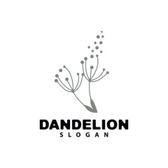 Obraz premium Dandelion Flower Vector, Flower Plant Illustration Icon, Dendelion Logo Simple Design