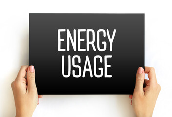 Energy Usage text on card, concept background