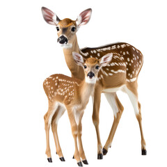 deer with fawn isolated on white