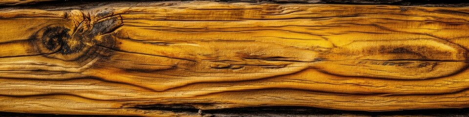 Close Up Mustard Textured Wood Background  Panoramic Banner. Generative AI