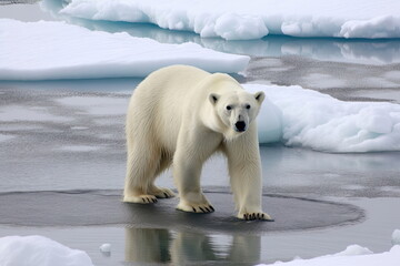 Fototapeta na wymiar Polar Bear on ice, global warming concept