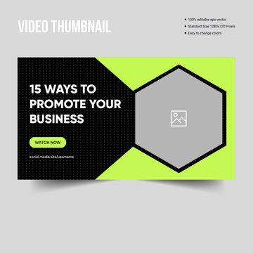 Business creative youtube video thumbnail banner tempalte, vector eps 10 file format