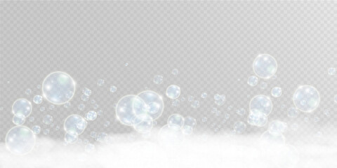Fototapeta na wymiar White beautiful bubbles on a transparent background vector illustration. Bubble. 