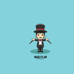 Magician mascot character design logo illustration cartoon