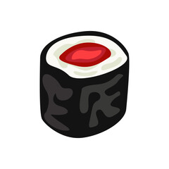 Hosomaki with tuna illustration in color cartoon style. Editable vector graphic design.
