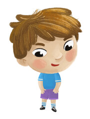cartoon child kid boy taking off or putting on clothes by him self childhood illustration for children