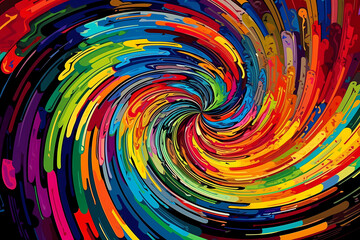 Fototapeta na wymiar rainbow colors spiral art. digital art illustration. generative AI.