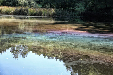 Colorful oil pollution on the water
