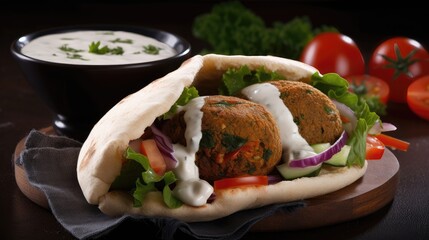 Falafel in pita bread. Generative AI