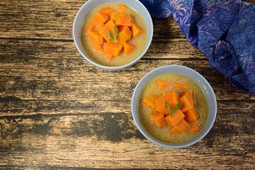 Kolak Ubi, Indonesian dessert. Sweet potato cooked with coconut milk, palm sugar and pandanus leaves. very popular during Ramadhan. Iftar meal