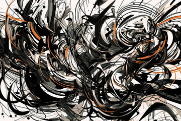 A beautiful chaotic vortex of bold black lines. digital art illustration. generative AI. - obrazy, fototapety, plakaty