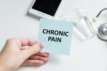 Doctor holding a card with text Chronic Pain, medical concept