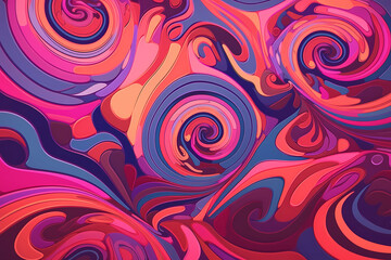 Fototapeta na wymiar A psychedelic vortex of swirling purple and pink. digital art illustration. generative AI.