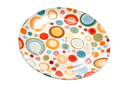 Colorful plate isolated on transparent background. generative Ai