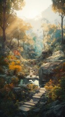 Enchanting forest painting, generative ai