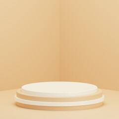 Podium on yellow background