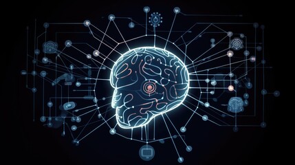 Obraz premium Cyber Security including a brain and a globe. Generative AI image