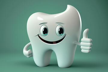 Happy cartoon tooth. Concept of oral hygiene for children. Generative ai.