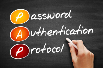 PAP - Password Authentication Protocol, acronym business concept on blackboard