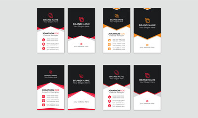 Modern Vertical Double-side Business Card bundle Template. Vertical business card template with
abstract background. business Card with Vertical Layout. Vertical business Card Template design bundle.