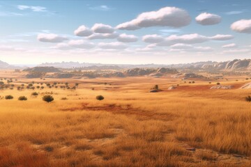 Fototapeta premium Beautiful Rural Plains Landscape on a Clear Day, Generative AI