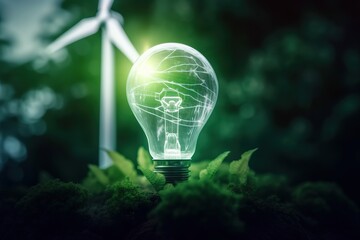 Green energy innovation of the future. Green electricity / Eco-friendly electricity. The future of electricity production. Generative AI.
