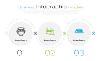Set line Taxi car roof, call telephone service and . Business infographic template. Vector