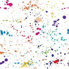 Beautiful seamless pattern of colorful ink blots and splashes. Vector illustration